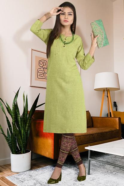 Chest:44. Bright Green and White Combination Kurti With Leggings - Etsy-mncb.edu.vn