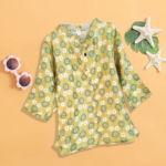 Little Girls Daily Wear Tops, Printed, Lime Green