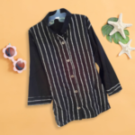 Little Girls Daily Wear Tops, Printed Stripe, Black