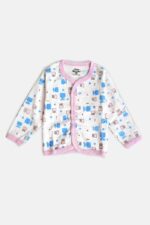 Baby Girls Front Open Full Sleeve Jhabla Tshirt, 3 pcs Set