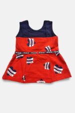 638STADBA6375-rd-2 Baby Girls Printed Frock with Panty, Hosiery, Red