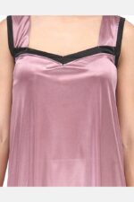 A14ST3307F499-4 Women's Satin Nightdress, Solid, Pink