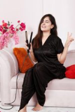 A42STE2D54764-2-1 Women's Satin Patiala Top and Pyjama Set