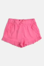 Kids Girl's Knit Short with Crochet Trims, Pink
