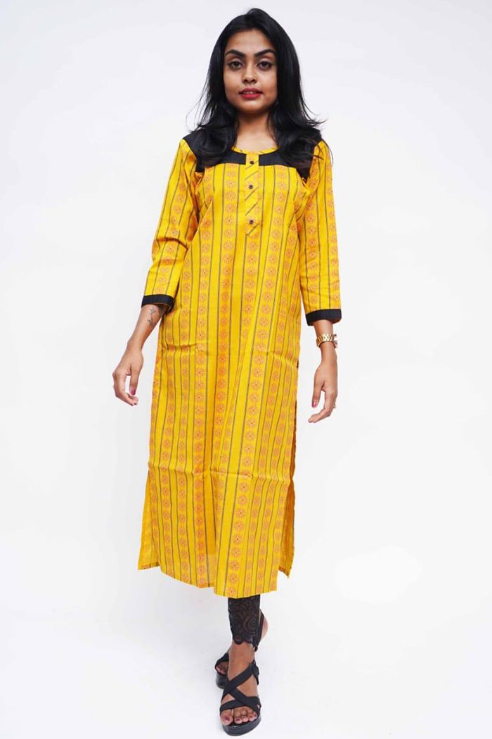 Pretty Ravishing Women kurti yellow color long printed maxi kurtis for women  ladys winter wear party
