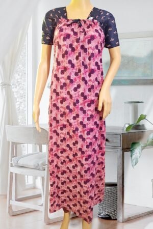 Women Pure Cotton Nightgown, Elastic, Pink