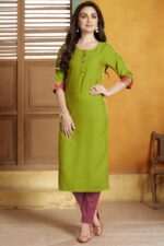 RUHANI1003 Ladies double tone rayon kurti, green