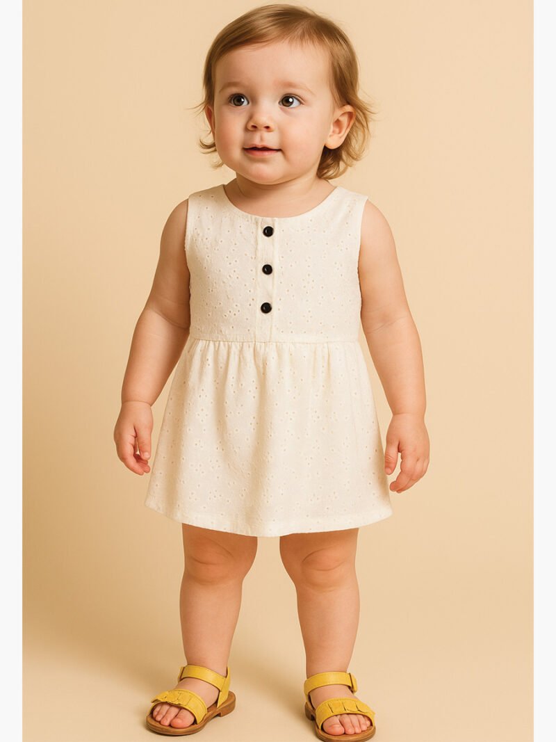 Untitled-13 Little Girls Dress, Hakoba, Off White