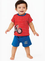 Untitled-14 Baby Boys T-Shirt and Shorts Set, Bike Printed, Striped, Red
