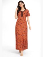 Women's Half Sleeve Spun Cotton Nightgown, Zipper