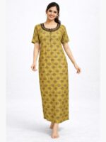 Women's Half Sleeve Spun Cotton Nightgown, Zipper