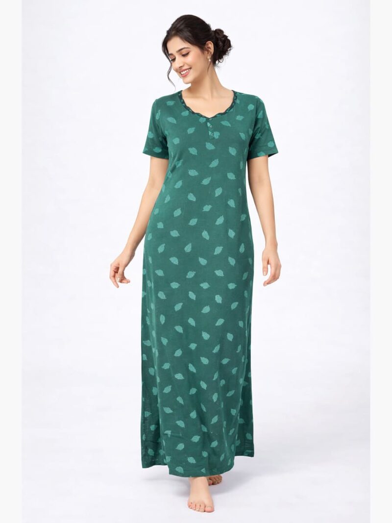 WNTY-KALAVATI-003-XL-GREEN Women's Pure Cotton Superior Quality Nighty