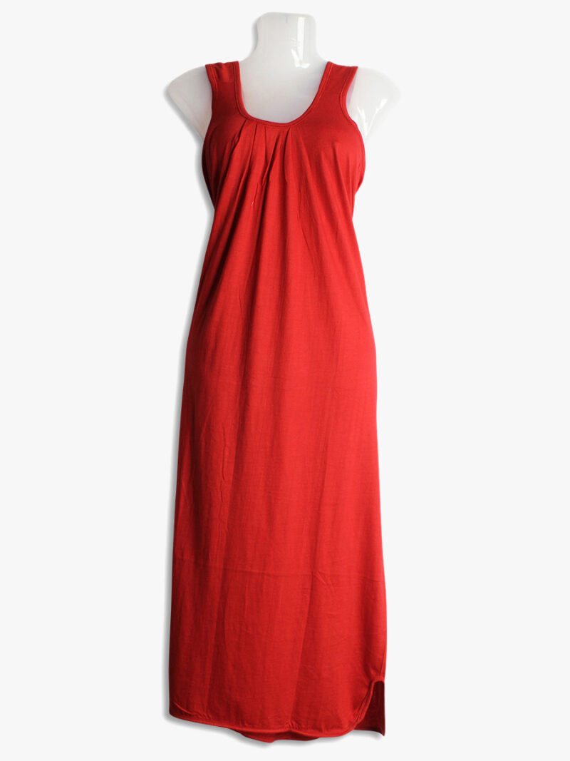 Women's Place Full-Length Cotton Slip Nightdress – Red