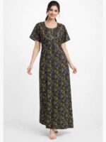 WN-MIHIKA-12-BL-XL-02-F Women's pure cotton nighty with side pocket