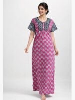 WN-MIHIKA-12-PK-XL-09-F Women's pure cotton nighty with side pocket, pink