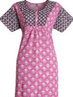 WN-MIHIKA-12-PK-XL-09-b. Women's pure cotton nighty with side pocket, pink