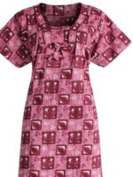 WN-SADIQ-11-MR-XXL-02-B. Women's pure cotton nighty with side pocket, maroon