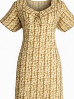 WN-SADIQ-11-MY-XXL-08-B. Women's pure cotton nighty with side pocket, mustard yellow