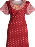 WN-SADIQ-14-MR-XXL-05-b. Women's pure cotton nighty with side pocket, maroon, pink