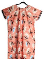 Women's Peach Lycra Nighty – Floral Print, Boat Neck
