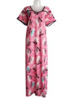 Women's Pink Lycra Nighty – Floral Print