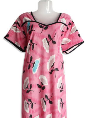 Women's Pink Lycra Nighty – Floral Print
