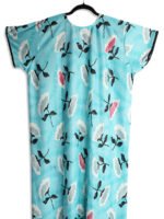 Women's Sky Blue Lycra Nighty – Floral Print