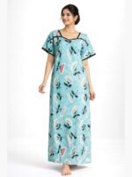 WN-SIMRAN-29-SB-XXL-01-F Women's Soft & Stretchable Lycra Fabric Nighty, Sky Blue