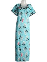 Women's Sky Blue Lycra Nighty – Floral Print