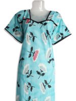 Women's Sky Blue Lycra Nighty – Floral Print