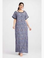 WN-SIMRAN-33-BL-XXL-01-F Women Full-Length Lycra Nighty Nightdress, Navy Blue