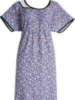 WN-SIMRAN-33-BL-XXL-01-b. Women Full-Length Lycra Nighty Nightdress, Navy Blue