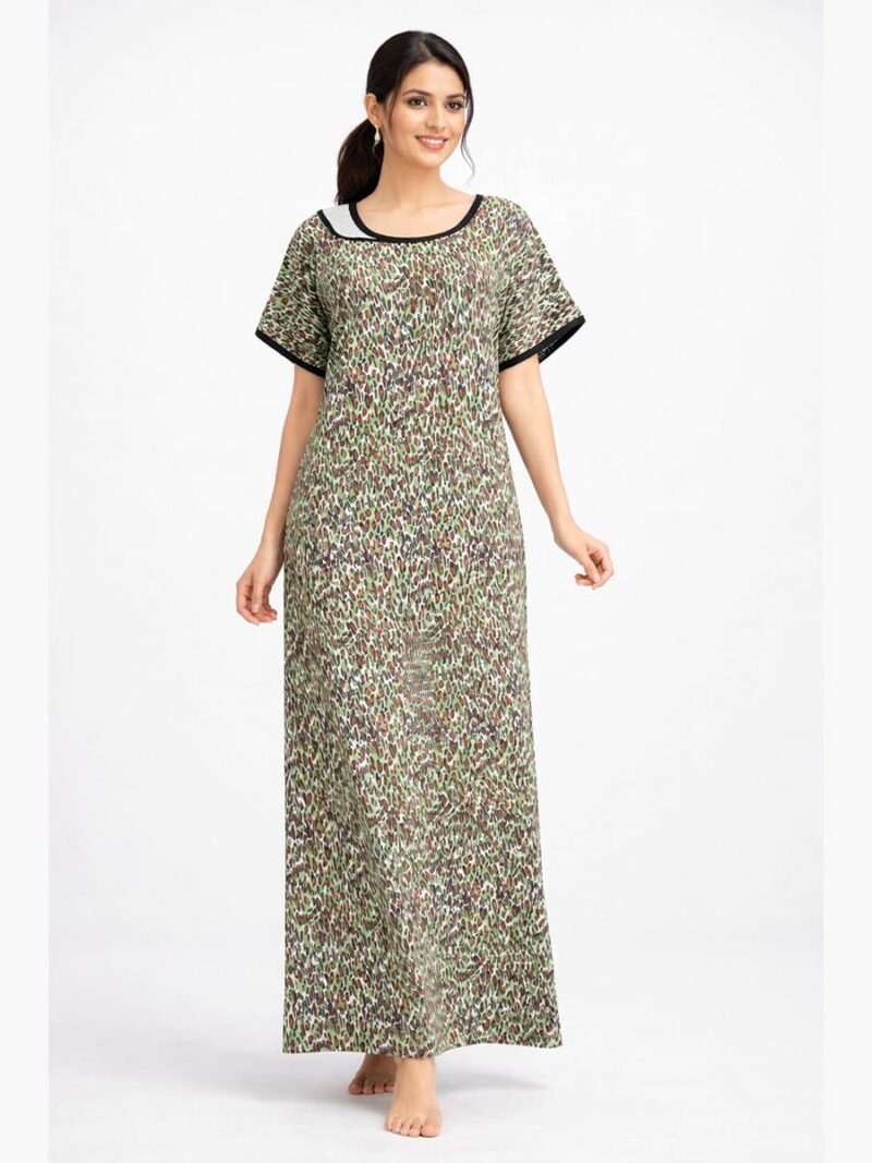 WN-SIMRAN-33-GR-XXL-02-F Women Full-Length Lycra Nighty Nightdress, Grey