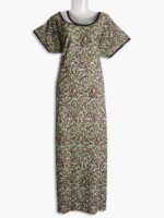 Women's Place Lycra Nighty – Green Abstract Design, Scoop Neck Women's Place Lycra Nighty – Green Abstract Design, Scoop Neck