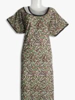 Women's Place Lycra Nighty – Green Abstract Design, Scoop Neck Women's Place Lycra Nighty – Green Abstract Design, Scoop Neck