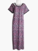Women's Place Lycra Nighty – Pink Abstract Design, Scoop Neck Women's Place Lycra Nighty – Pink Abstract Design, Scoop Neck