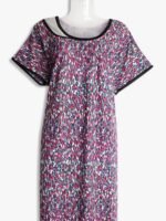 Women's Place Lycra Nighty – Pink Abstract Design, Scoop Neck Women's Place Lycra Nighty – Pink Abstract Design, Scoop Neck