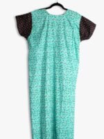 WN-TARA-18-GR-3XL-01-B Cotton Zipper Nighty with Side Pocket – Brown & Teal Dotted Print