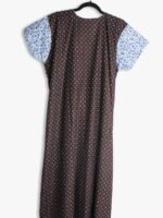 WN-TARA-18-SB-3XL-06-B Cotton Zipper Nighty with Side Pocket – Sky Blue & Brown Dotted Print