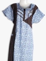 Cotton Zipper Nighty with Side Pocket – Sky Blue & Brown Dotted Print Cotton Zipper Nighty with Side Pocket – Sky Blue & Brown Dotted Print