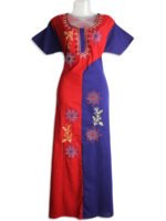 Women's Place Embroidered Cotton Zipper Nighty – Red & Navy Blue Women's Place Embroidered Cotton Zipper Nighty – Red & Navy Blue