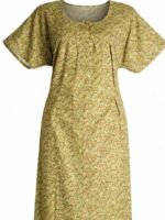 WN-TWIN-ROSES-21-GR-XL-04-b. Cotton Feeding Nighty, Green, Zipper & Side Zip