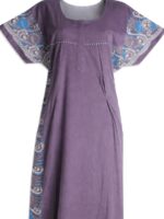 Cotton Feeding Nighty – Zipper & Side Zip, Grey, Pleated