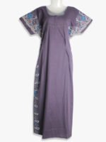 Grey Floral Feeding Nighty – Cotton, Zipper, Side Zip, Pleated Design Grey Floral Feeding Nighty – Cotton, Zipper, Side Zip, Pleated Design