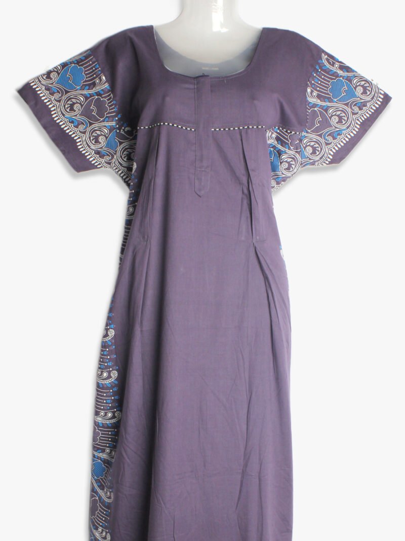 Grey Floral Feeding Nighty – Cotton, Zipper, Side Zip, Pleated Design Grey Floral Feeding Nighty – Cotton, Zipper, Side Zip, Pleated Design