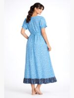 Feeding Frock Nighty Side Zip – Short, Puff Sleeves, Sky Blue