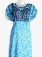 Sky Blue Feeding Frock Nighty – Short Length, Puff Sleeves, Side Zipper