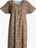 WN-TWIN-ROSES-37-GR-XL-04-b, Cotton Feeding Nighty – Zipper & Side Zip, Floral