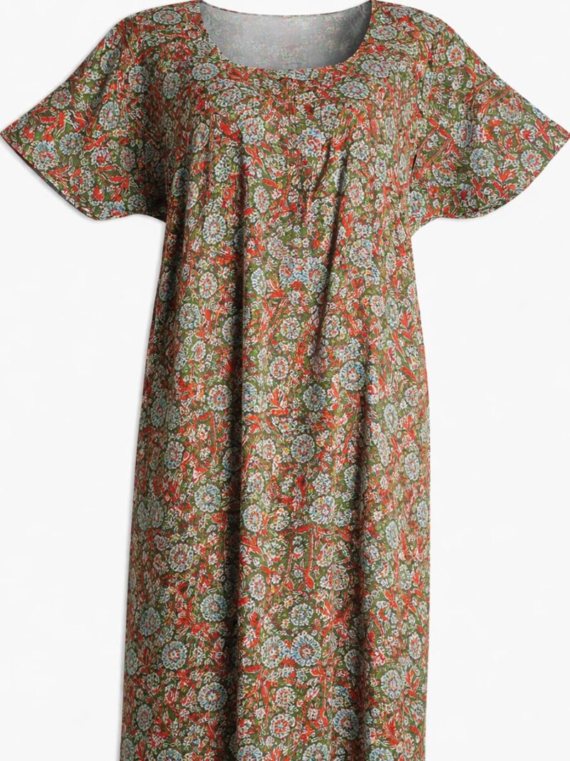 Cotton Feeding Nighty – Zipper & Side Zip, Floral