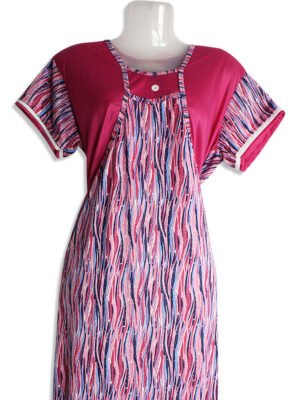 Women's Pink Lycra Nighty with Shrug-Style Overlay – Flowy Fit